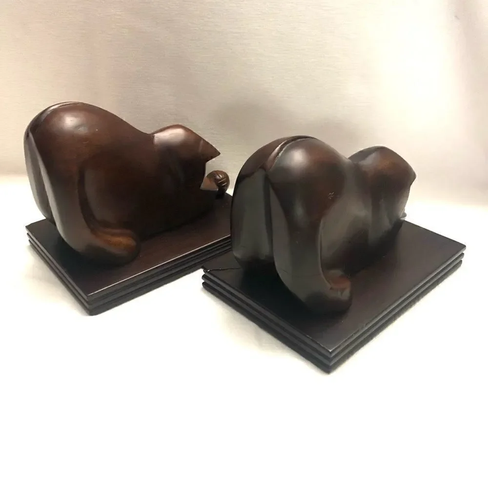 Selamat designs mahogany wood cats bookends